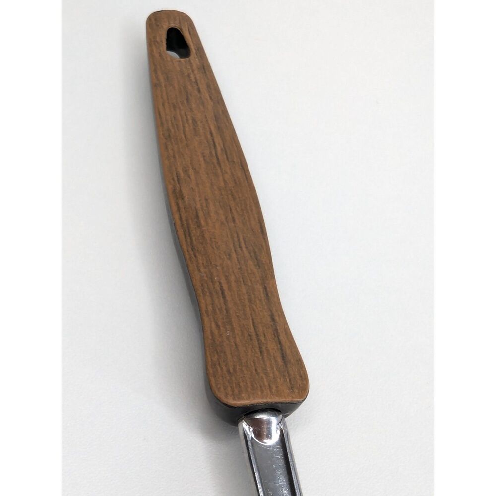 Vintage EKCO Stainless Steel 12" 2 Prong Meat Carving Fork Wood Grain Handle - Picture 2 of 5